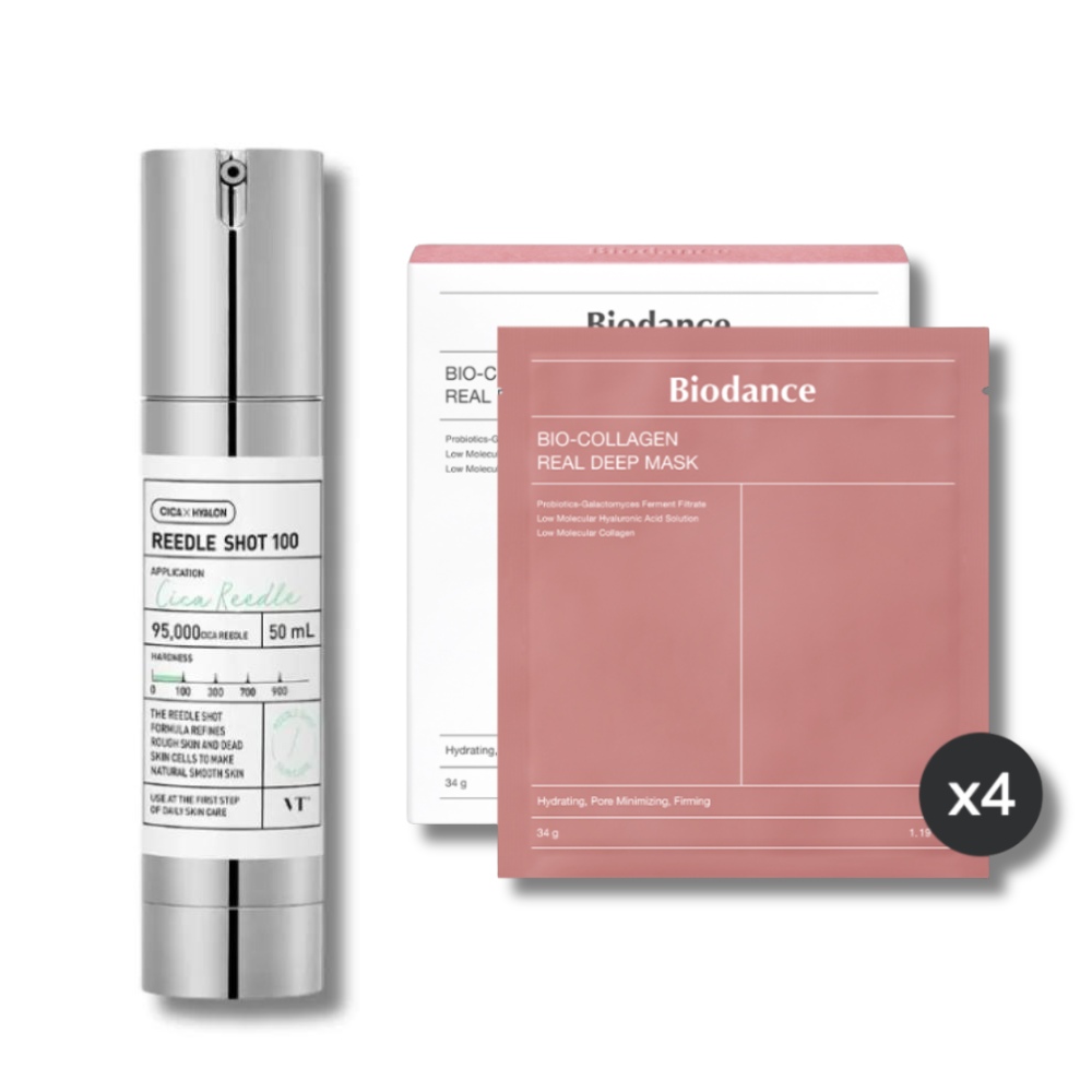 VT Cosmetics Reedle shot 100 + BIODANCE Bio-Collagen Real Deep Mask 4 vnt. rinkinys