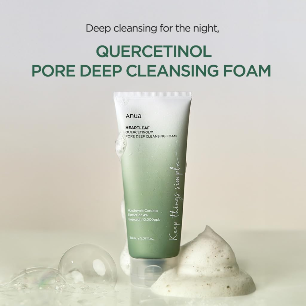 Anua Heartleaf Quercetinol Pore Deep Cleansing Foam - giliai poras valantis veido prausiklis