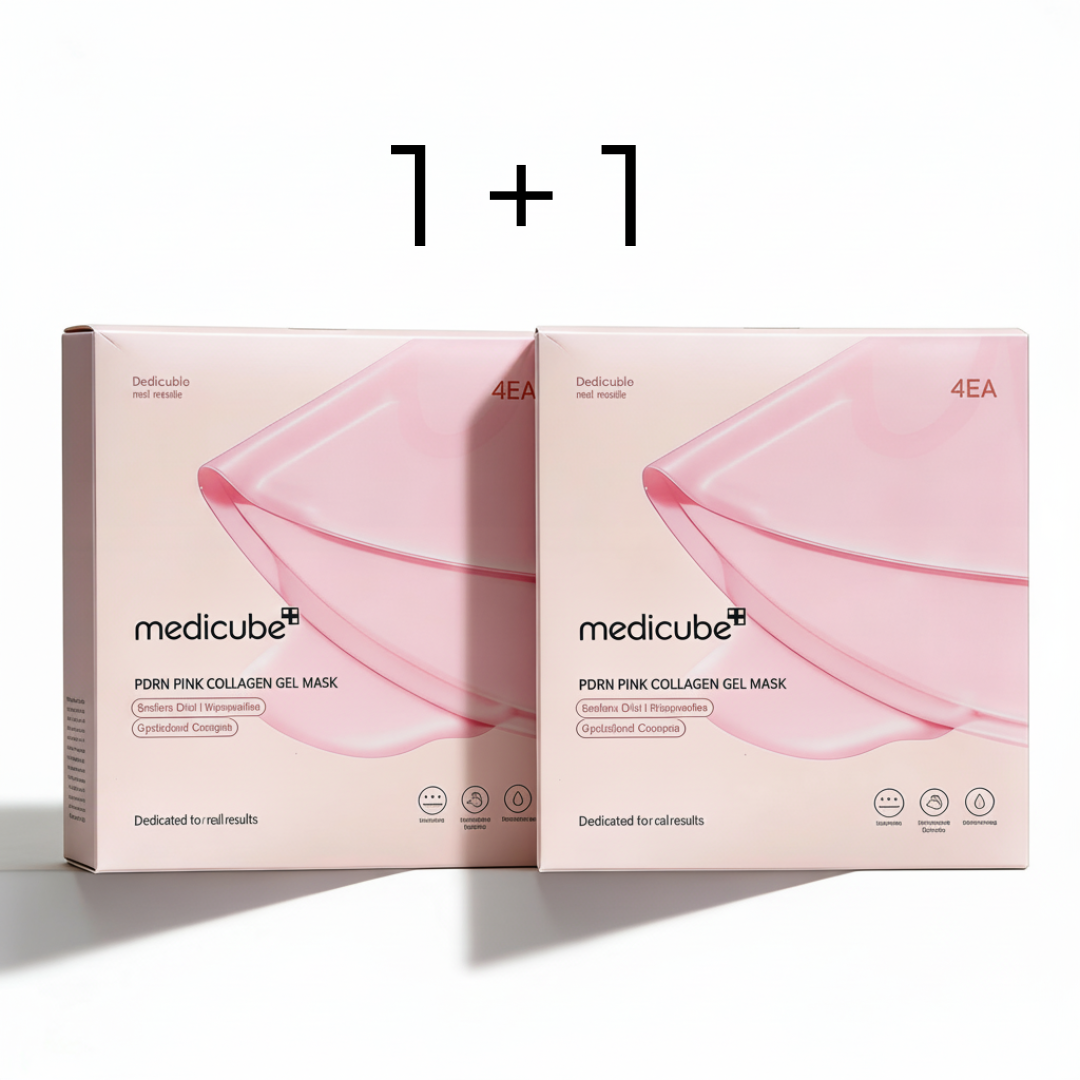 Medicube pasiūlymas:  PDRN Pink Collagen Gel Mask - veido kaukė 4 vnt + 4 vnt
