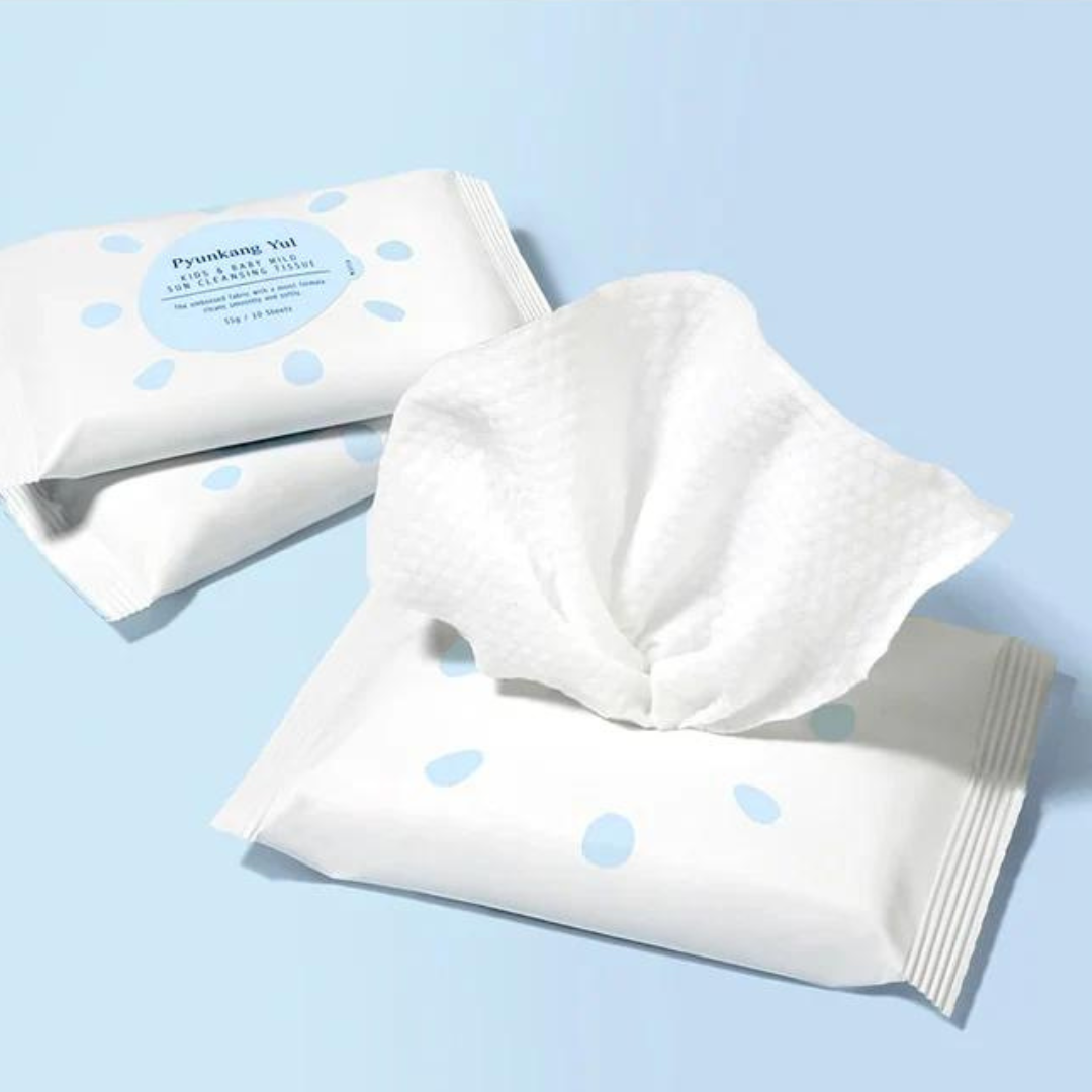 Pyunkang yul Kids & Baby Mild Sun Cleansing Tissue - SPF valančios servėlėtės