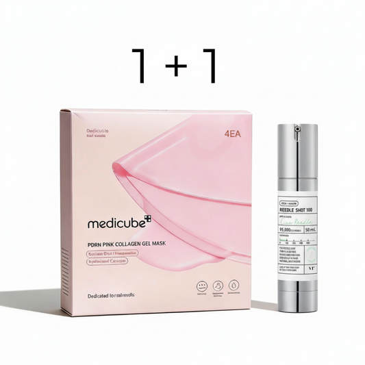 1+1:  Medicube PDRN Pink Collagen Gel Mask - veido kaukė 4 vnt + VT Cosmetics Reedle shot 100