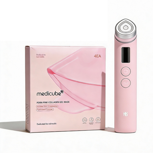 Medicube AGE-R Booster Pro - veido priežiūros aparatas + Medicube PDRN Pink Collagen Gel Mask - veido kaukė 4 vnt