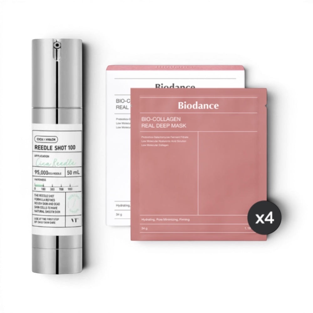 VT Cosmetics Reedle shot 100 + BIODANCE Bio-Collagen Real Deep Mask 4 vnt. rinkinys
