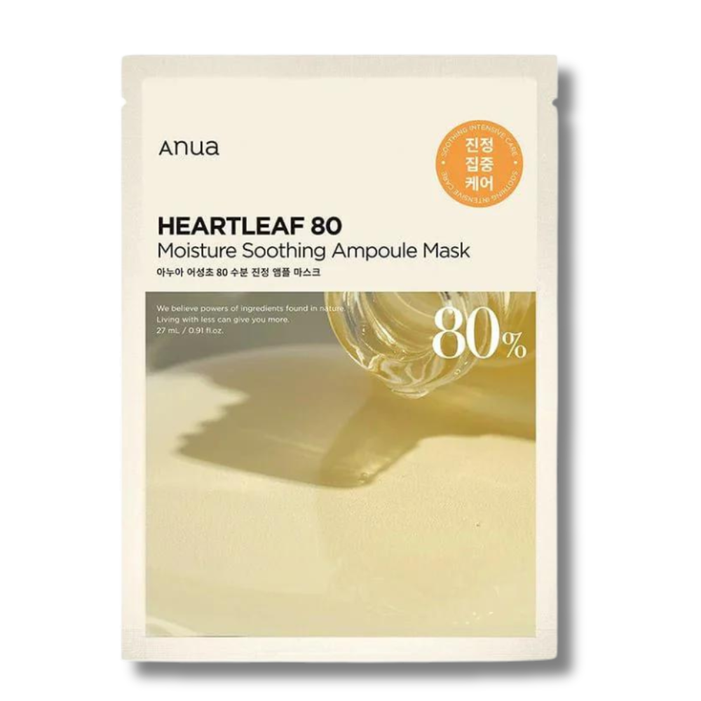 Anua Heartleaft 80% Soothing Ampoule Mask - odą raminanti veido kaukė