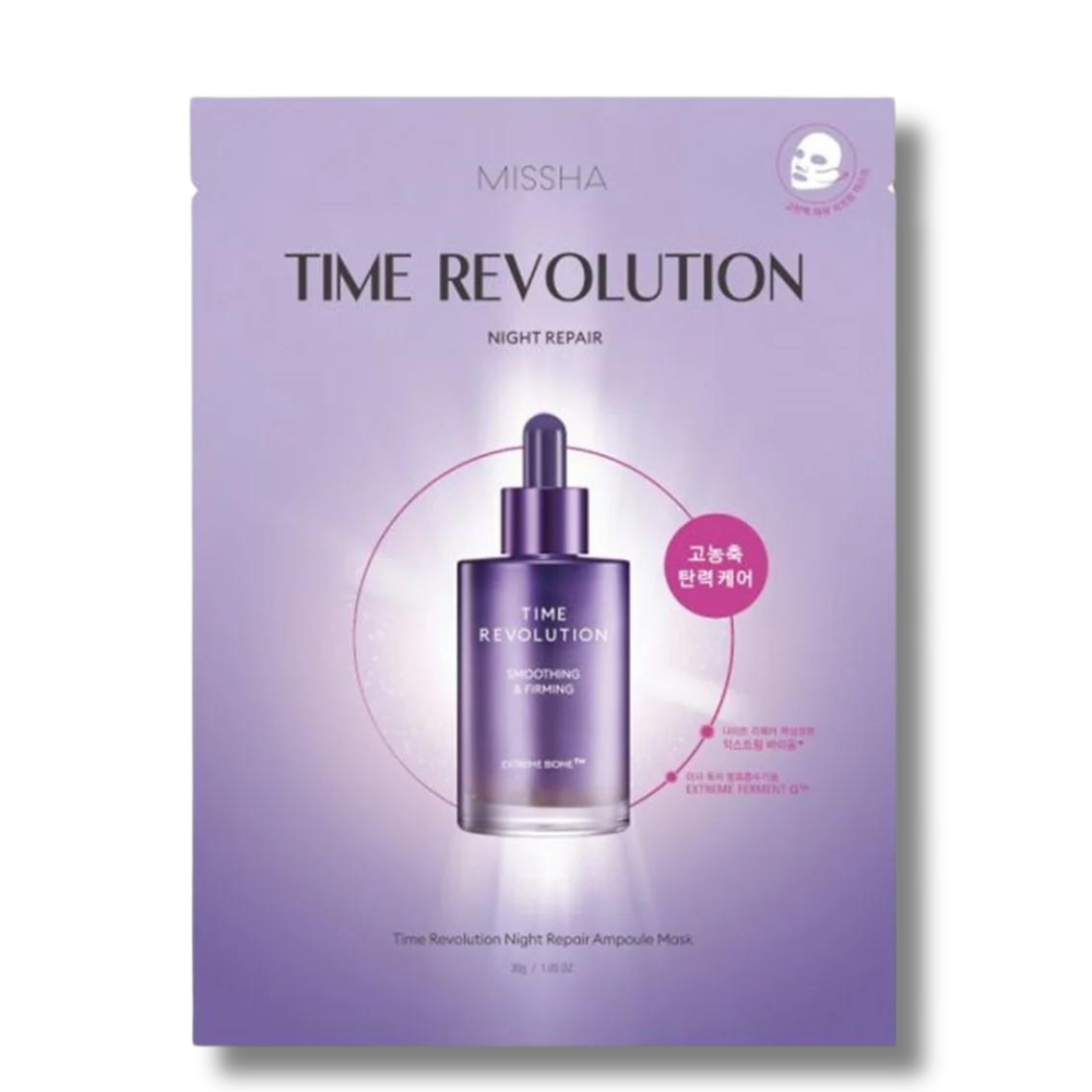 Missha Time Revolution Night Repair Ampoule Mask - veido kaukė su probiotikais