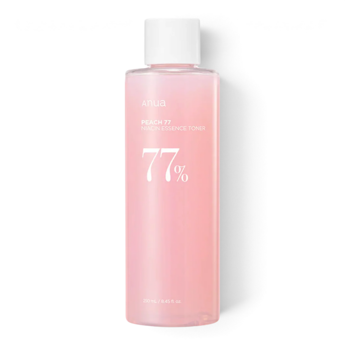 bareskin.lt ANUA Peach 77 Niacin Essence Toner in a clear pink bottle with white cap for hydrating and brightening