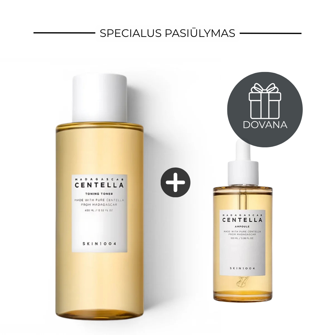 1+1 pasiūlymas: SKIN1004 - Madagascar Centella Toning veido tonikas +  serumas su azijine centele  (DOVANA)