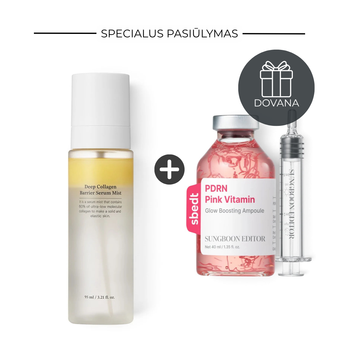 1+1 Sungboon Editor: Deep Collagen Barrier Serum Mist ir ODRN Pink Vitamin Glow Boosting Ampoule