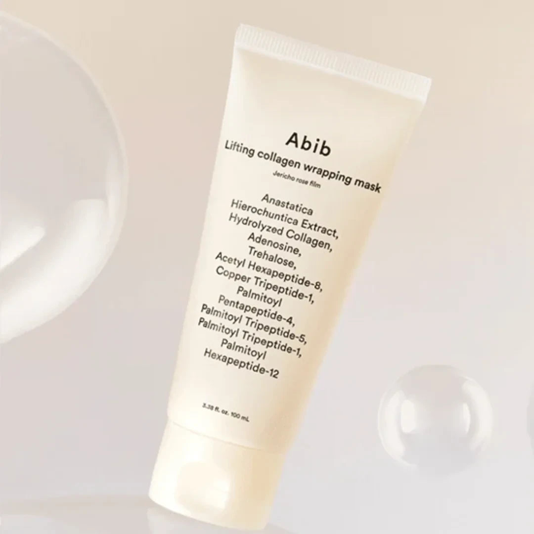 bareskin.lt Abib Lifting Collagen Wrapping Mask naktinė plėvelę formuojanti veido kaukė, skirta odos glotnumo ir elastingumo pojūčiui palaikyti