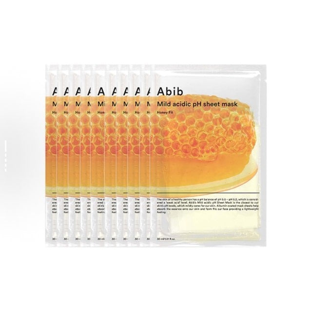 bareskin.lt Abib Mild Acidic pH Honey Fit maitinamoji veido kaukė su medumi, propoliu ir karališkąja žele intensyviai drėkina, ramina ir stiprina odos apsauginį barjerą