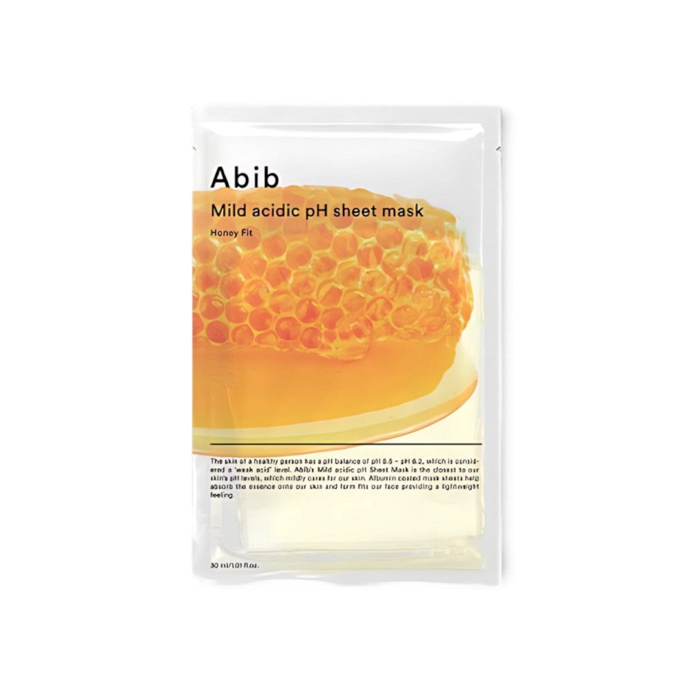 bareskin.lt Abib Mild Acidic pH Honey Fit maitinamoji veido kaukė su medumi, propoliu ir karališkąja žele intensyviai drėkina, ramina ir stiprina odos apsauginį barjerą