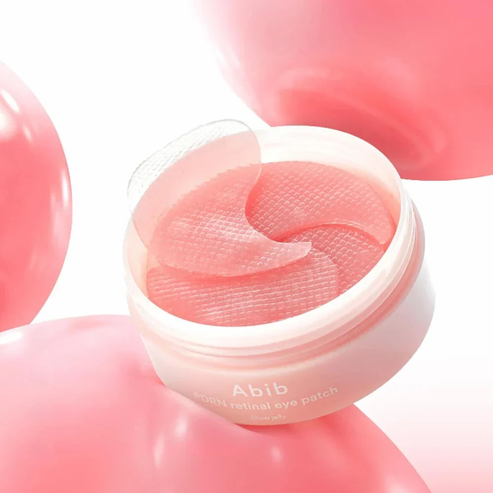 bareskin.lt Abib PDRN Retinal Eye Patch Glow Jelly hidrogeliniai paakių padeliai su lašišos kilmės PDRN, retinaliu ir kofeinu skirti nuovargio požymių, patamsėjimų ir sausumo paveiktai paakių sričiai prižiūrėti