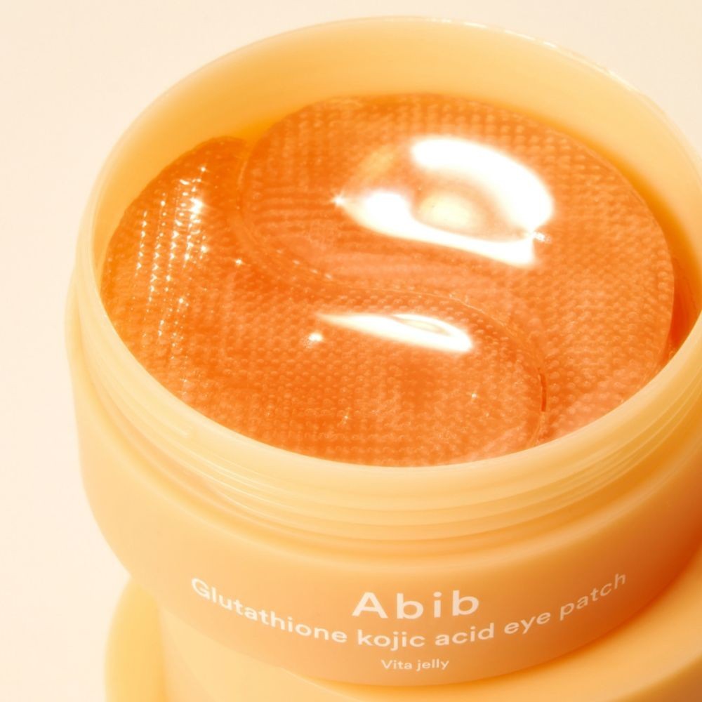 bareskin.lt Abib Vita Jelly Glutathione Kojic Acid eye patch hidrogeliniai paakių padeliai, skirti pavargusiai, papilkėjusiai ir drėgmės stokojančiai paakių odai