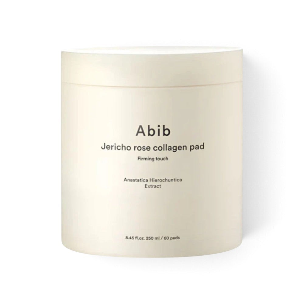 bareskin.lt Abib Jericho rose collagen firming toner pads in a beige jar for skin elasticity and hydration