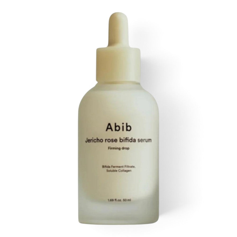 bareskin.lt Abib Jericho Rose Bifida Serum Firming Drop in a frosted glass dropper bottle for skin elasticity