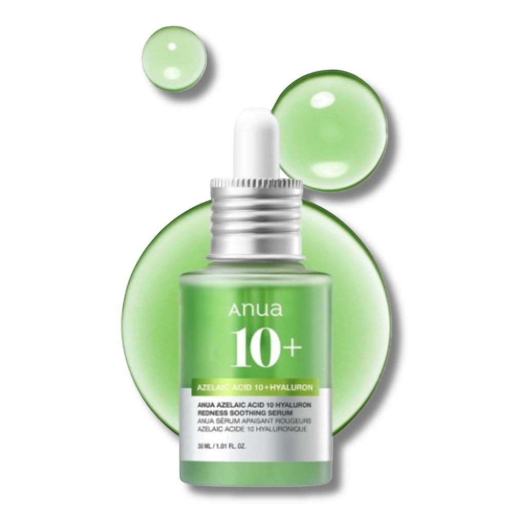 bareskin.lt Anua Azelaic Acid 10 Hyaluron Redness Soothing Serum serumas sukurtas odos problemoms, tokioms kaip rožinė (rosacea), aknė, netolygi tekstūra ir pigmentacija, spręsti, azelaino rūgštis padeda mažinti paraudimą