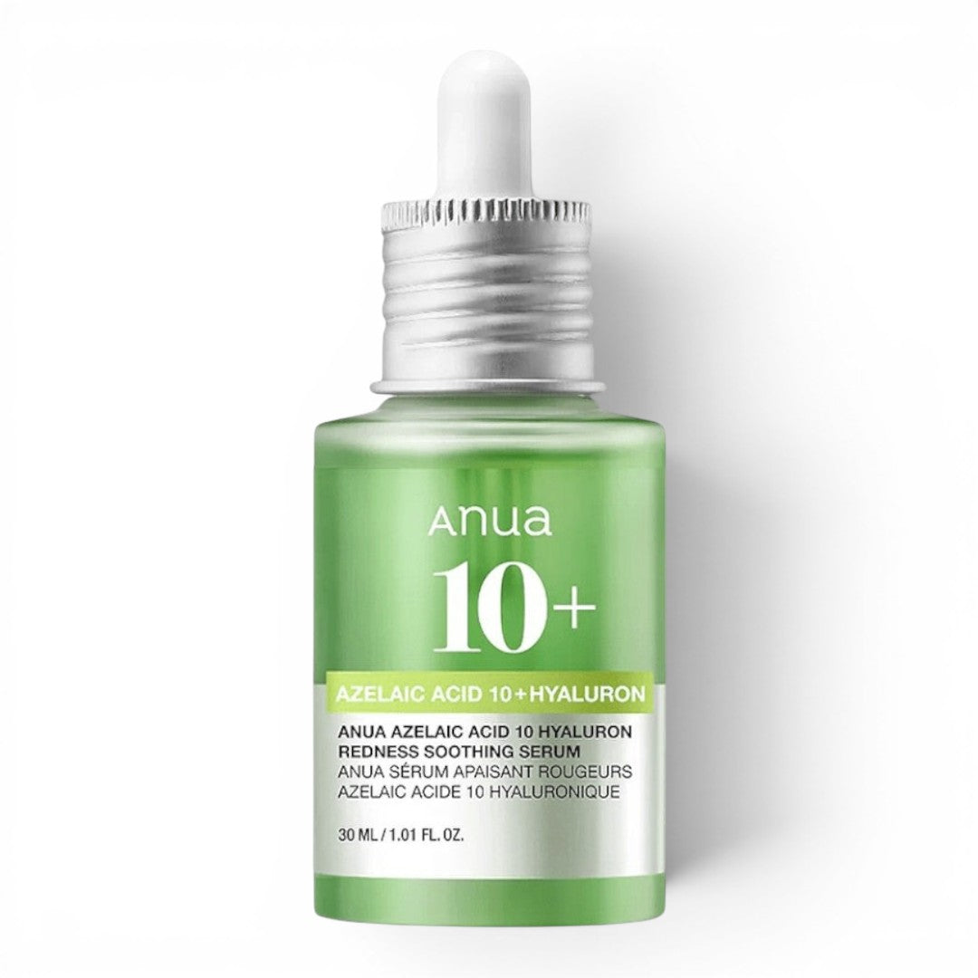 bareskin.lt Anua Azelaic Acid 10 Hyaluron Redness Soothing Serum serumas sukurtas odos problemoms, tokioms kaip rožinė (rosacea), aknė, netolygi tekstūra ir pigmentacija, spręsti, azelaino rūgštis padeda mažinti paraudimą
