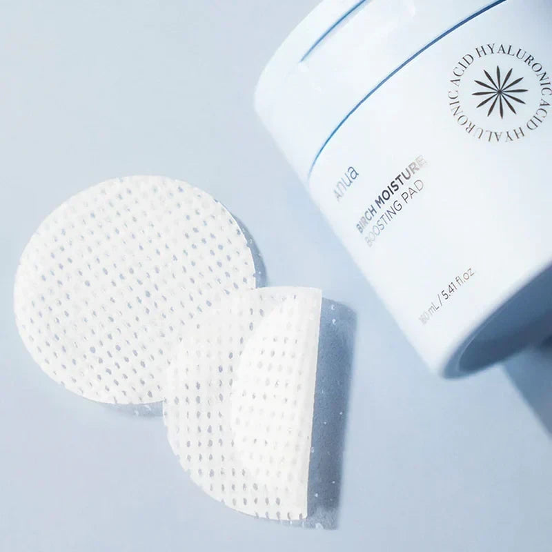 bareskin.lt Anua Birch Moisture Boosting Pad odą drėkinantys tonerio padeliai, suformuluoti su 70 000 ppm japoniška baltojo beržo sula