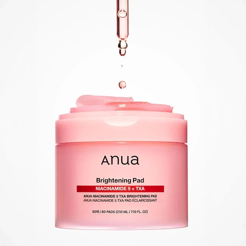 bareskin.lt Anua Niacinamide 5 TXA Brightening Pads toniko padeliai su 5 % niacinamido ir traneksamo rūgštimi padeda skaistinti odą, mažinti hiperpigmentaciją ir išlyginti odos atspalvį
