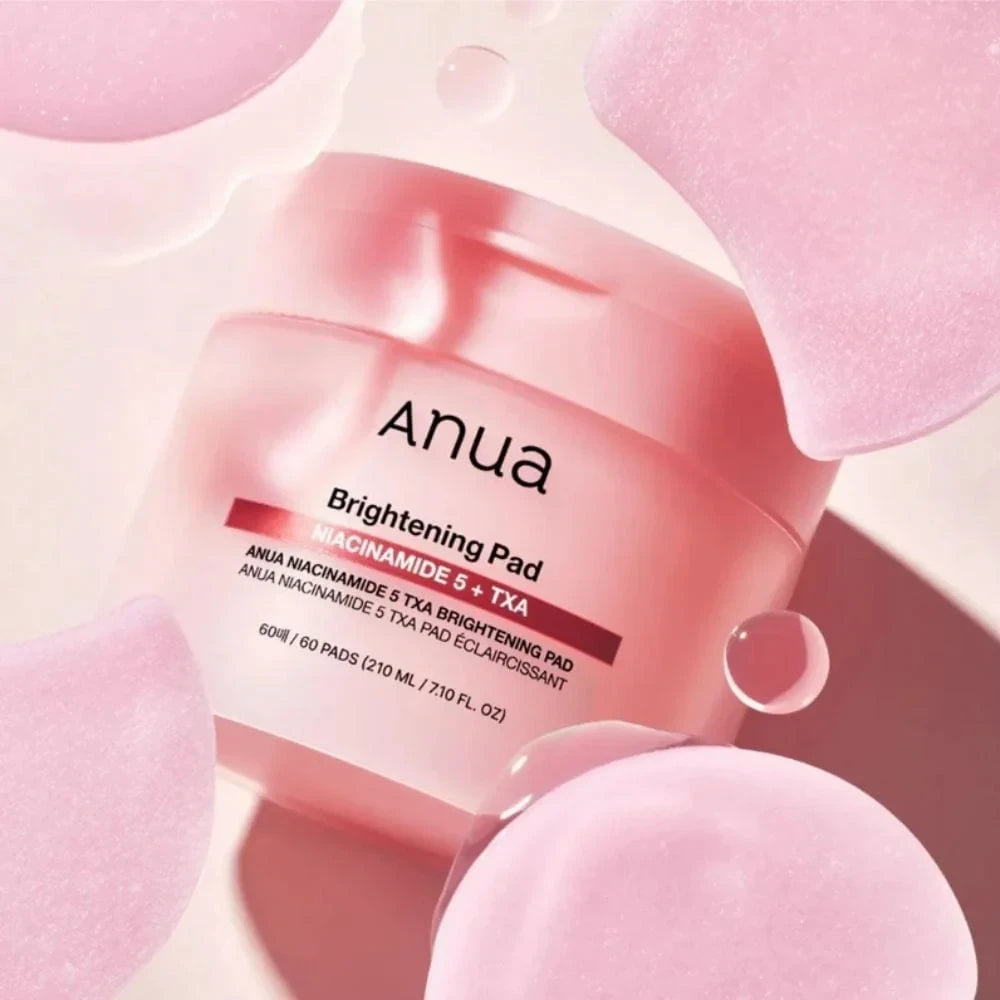 bareskin.lt Anua Niacinamide 5 TXA Brightening Pads toniko padeliai su 5 % niacinamido ir traneksamo rūgštimi padeda skaistinti odą, mažinti hiperpigmentaciją ir išlyginti odos atspalvį