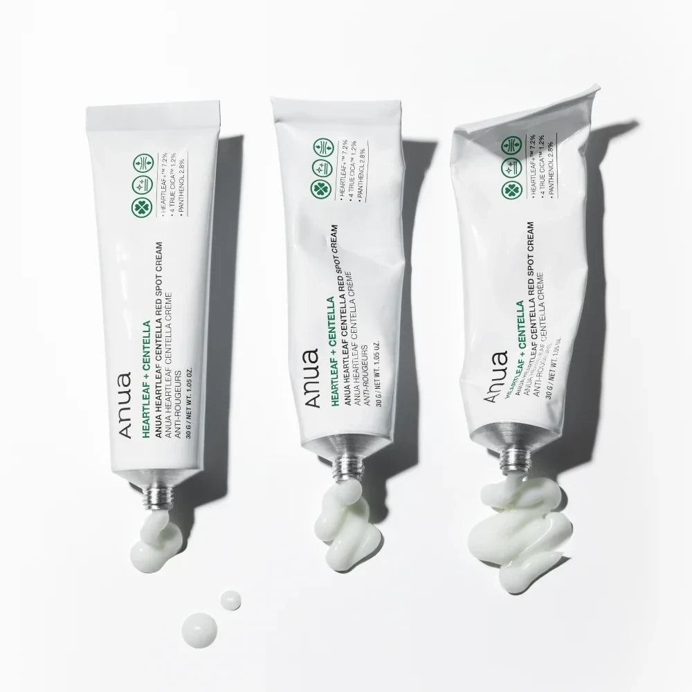 bareskin.lt Anua Centella Red Spot Cream  kremas, skirtas lokaliai odos priežiūrai ten, kur pasireiškia paraudimas, sudirgimas ar pavieniai spuogeliai
