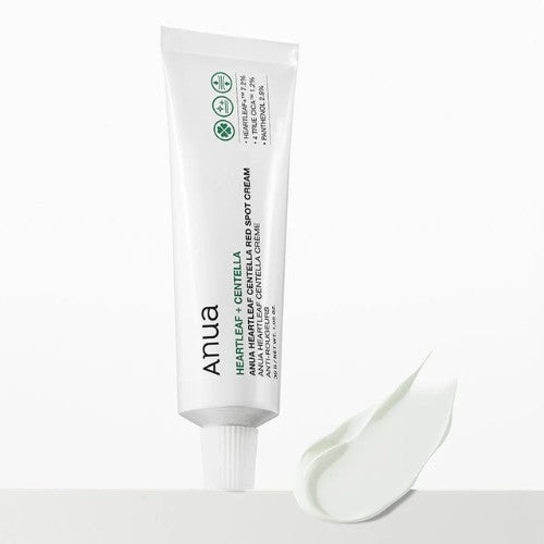 bareskin.lt Anua Centella Red Spot Cream  kremas, skirtas lokaliai odos priežiūrai ten, kur pasireiškia paraudimas, sudirgimas ar pavieniai spuogeliai