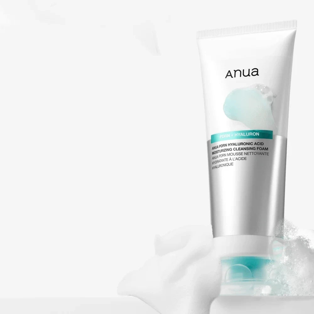 bareskin.lt Anua PDRN Hyaluronic Acid Moisturizing Cleansing Foam švelniai valantis, drėkinamasis prausiklis, skirtas kasdieniam odos prausimui, nepažeidžiant jos natūralaus drėgmės balanso (PDRN (sodium DNA) su hialurono rūgšties kompleksu)