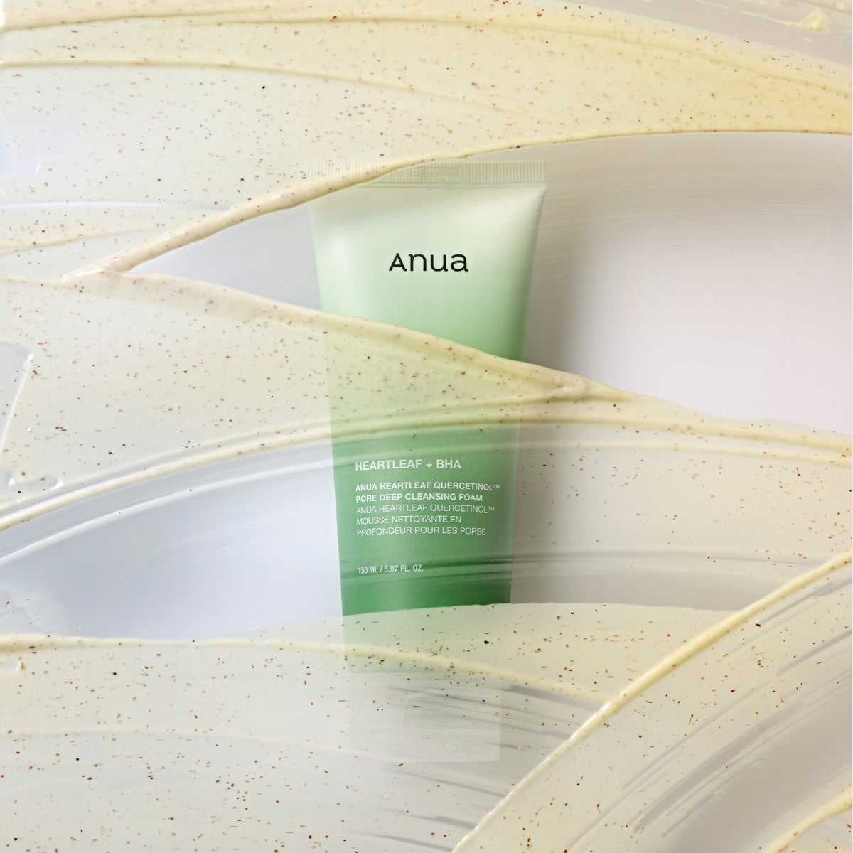 bareskin.lt Anua Heartleaf Quercetinol Pore Deep Cleansing Foam giliai valantis veido prausiklis su širdžialapės stimburės ekstraktu švelniai pašalina negyvas odos ląsteles ir padeda palaikyti porų švarą