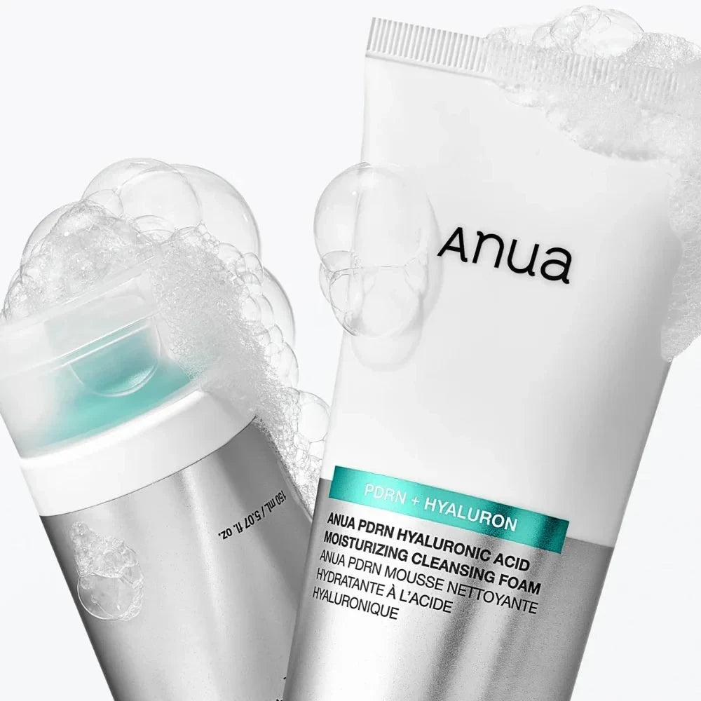 bareskin.lt Anua PDRN Hyaluronic Acid Moisturizing Cleansing Foam švelniai valantis, drėkinamasis prausiklis, skirtas kasdieniam odos prausimui, nepažeidžiant jos natūralaus drėgmės balanso (PDRN (sodium DNA) su hialurono rūgšties kompleksu)