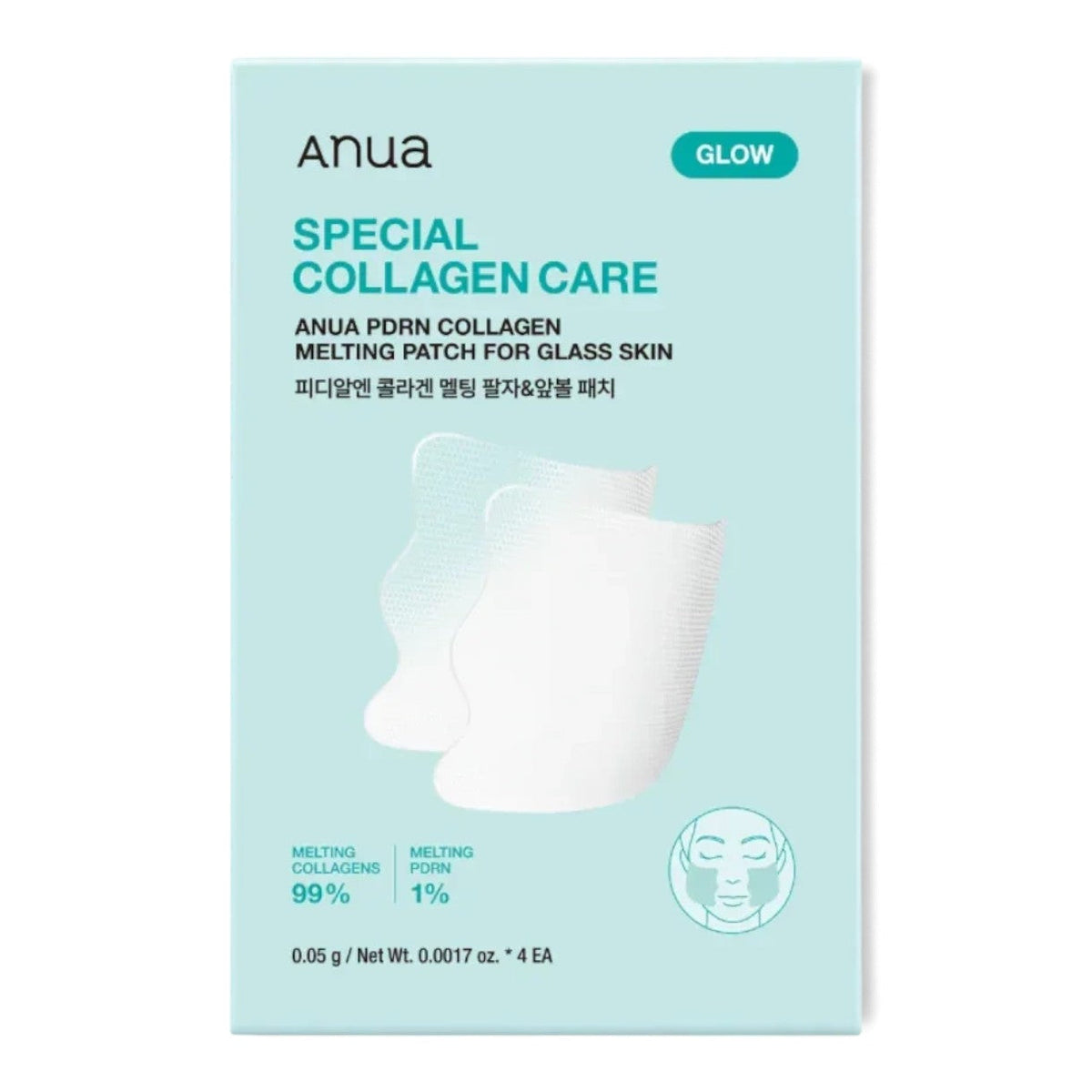 bareskin.lt Anua PDRN Collagen Melting Patch for glass skin in light blue packaging for targeted facial care