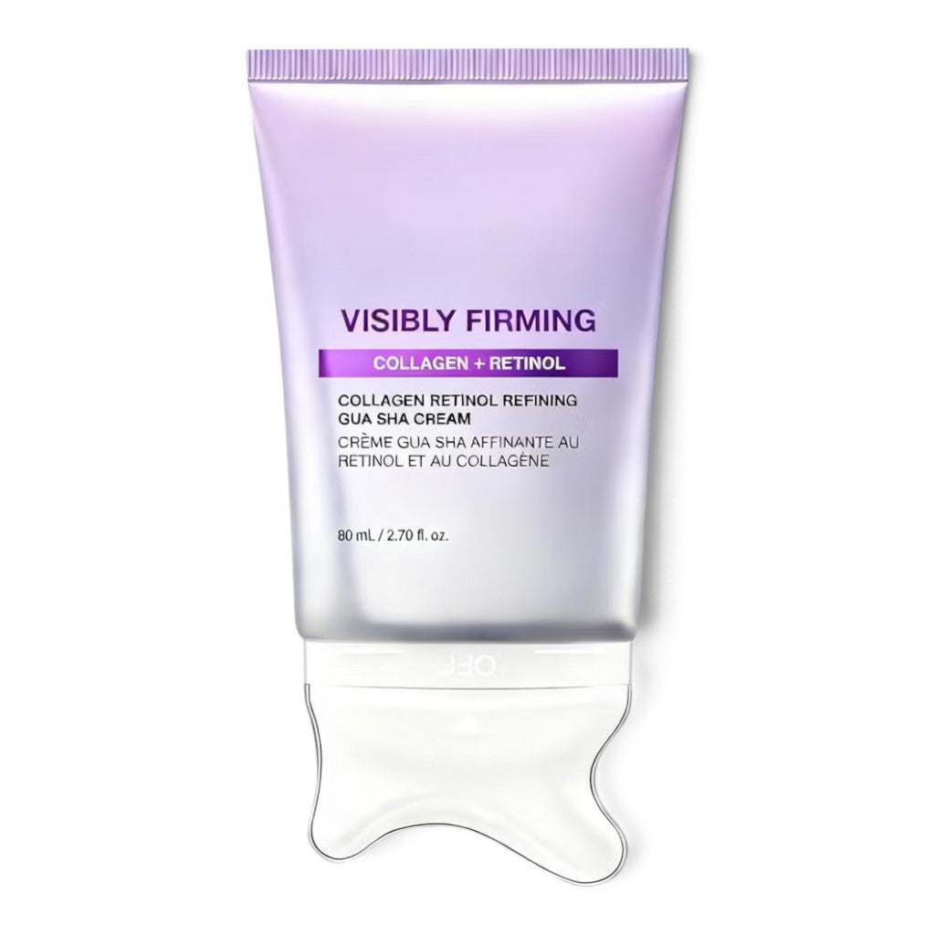 bareskin.lt Anua Visibly Firming Collagen Retinol Gua Sha Cream in a purple and white tube with integrated applicator