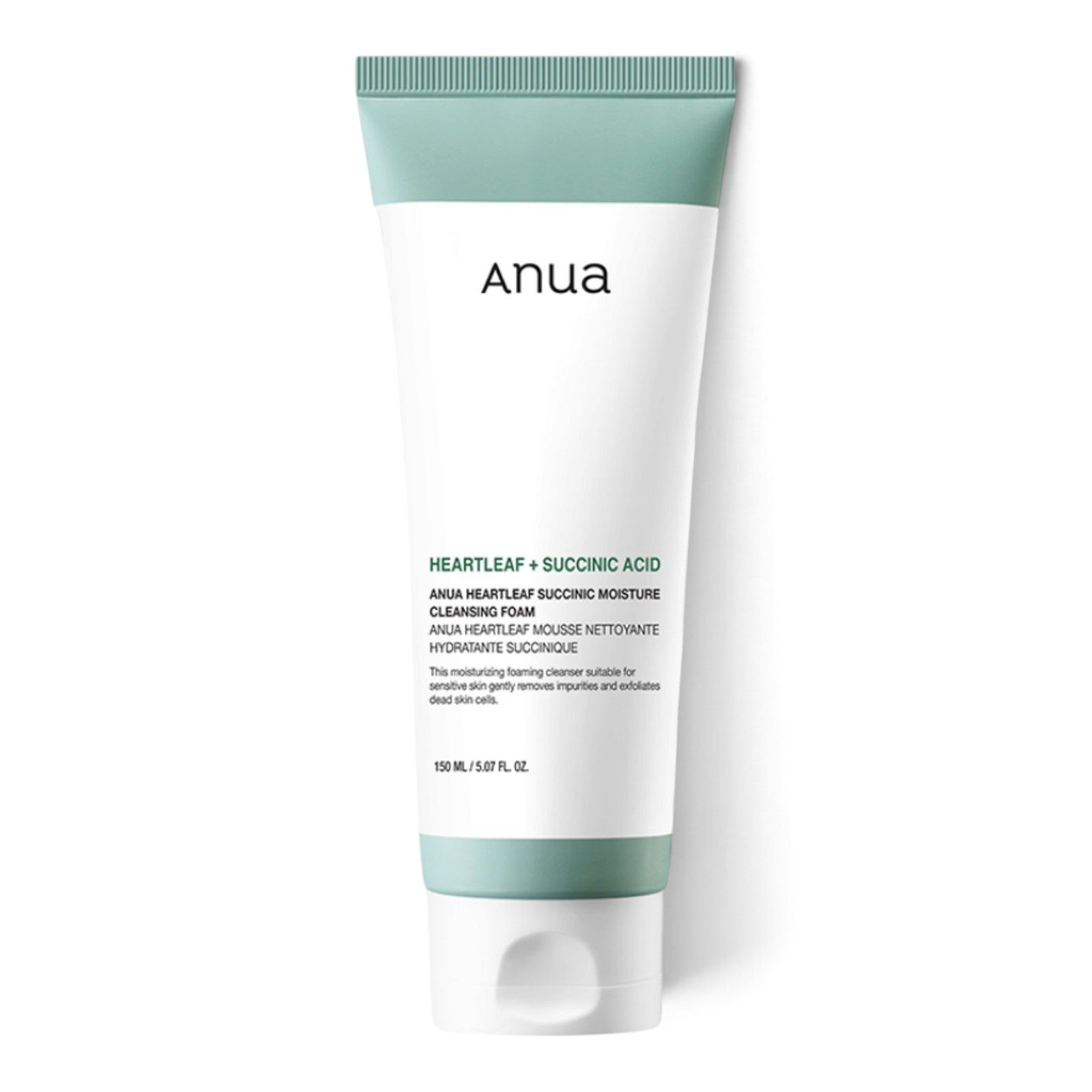bareskin.lt Anua Heartleaf Succinic Moisture Cleansing Foam veido prausiklis valo oda ir palaiko poru švara, su gintaro rugštimi