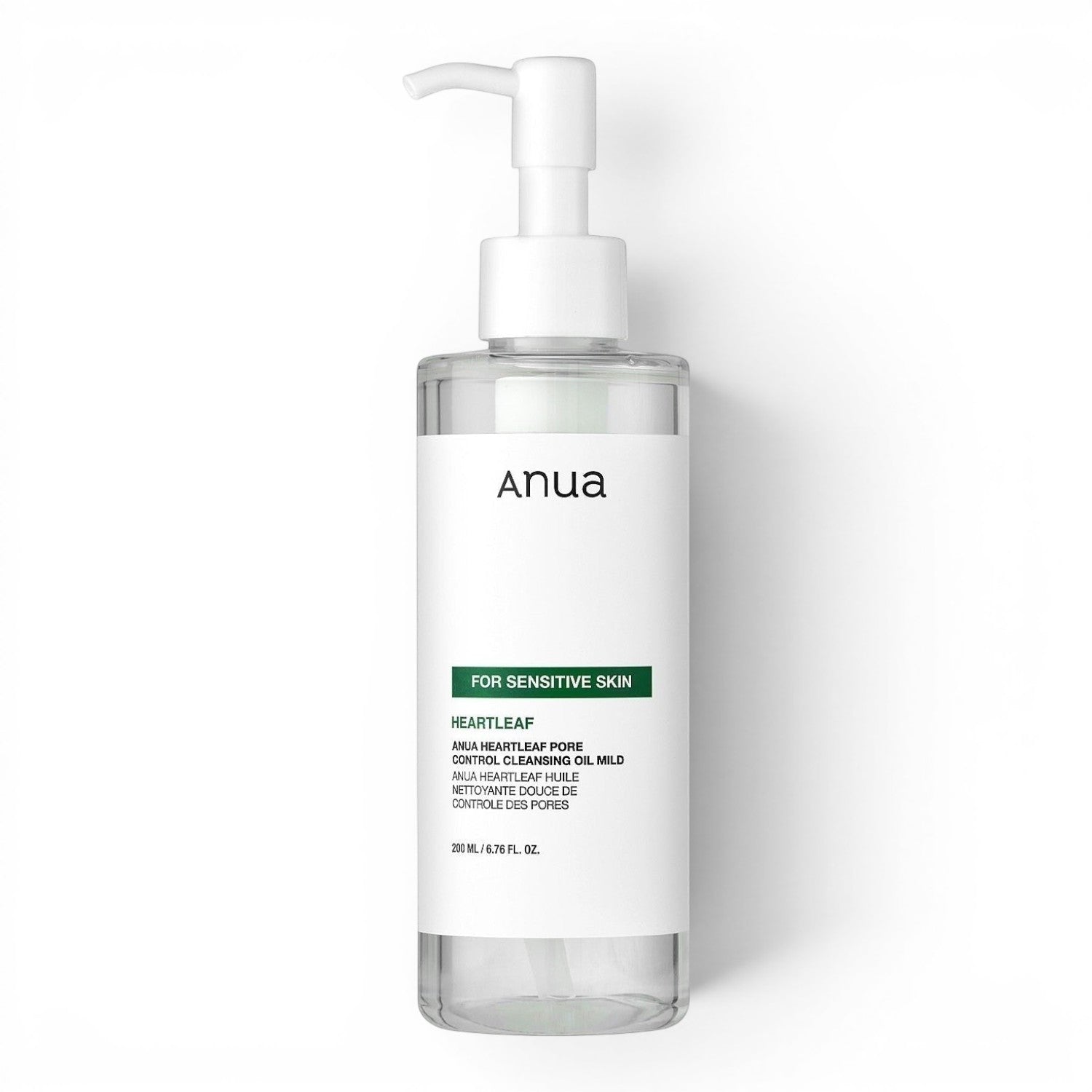 Anua Heartleaf Pore Control Cleansing Oil from bareskin.lt, a gentle makeup remover for sensitive skin in a pump bottle