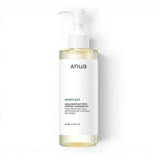 bareskin.lt Anua Heartleaf Pore Control Cleansing Oil in a clear 200ml pump bottle for sensitive skin