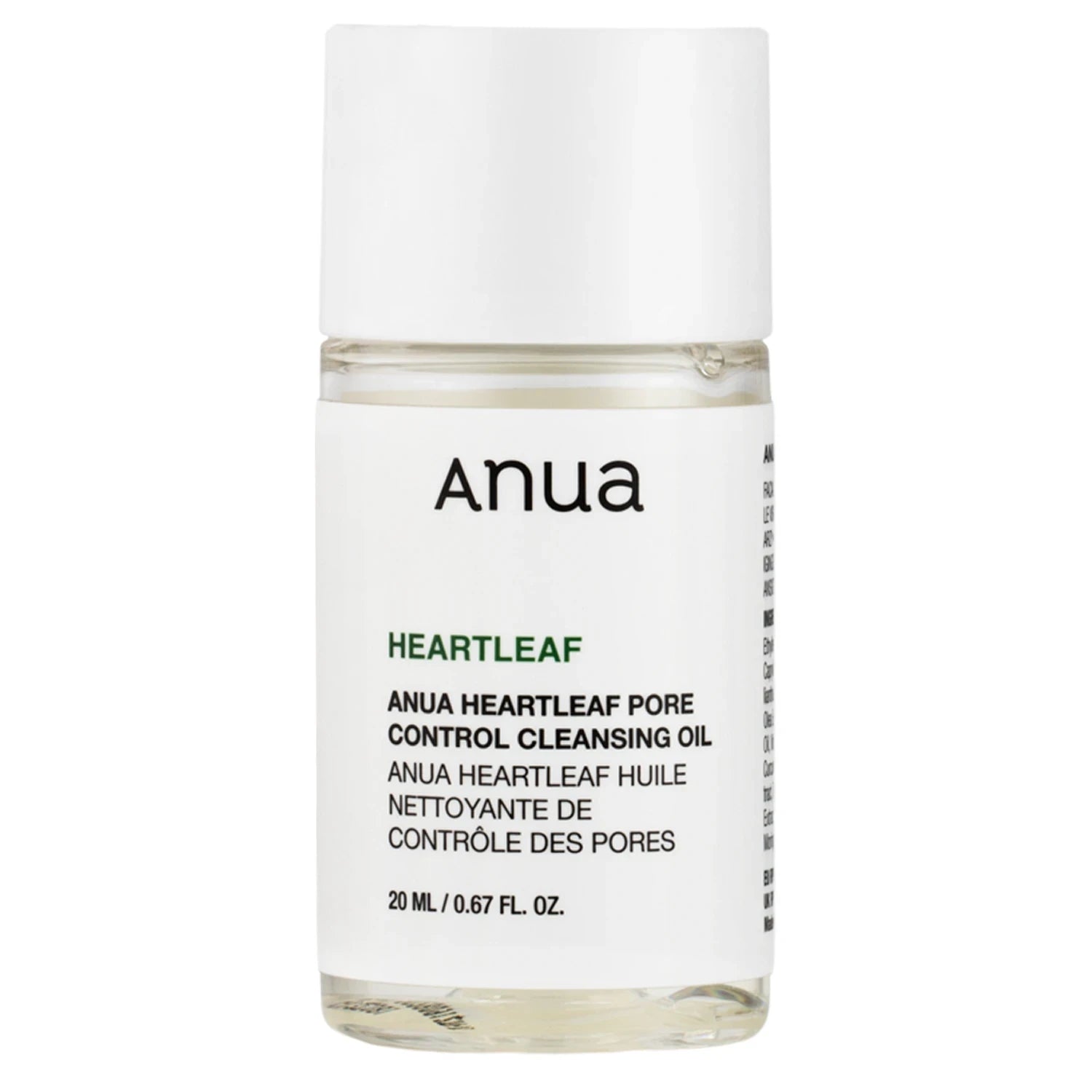 bareskin.lt Anua Heartleaf Pore Control Cleansing Oil in a 20ml clear bottle for sensitive skin makeup removal
