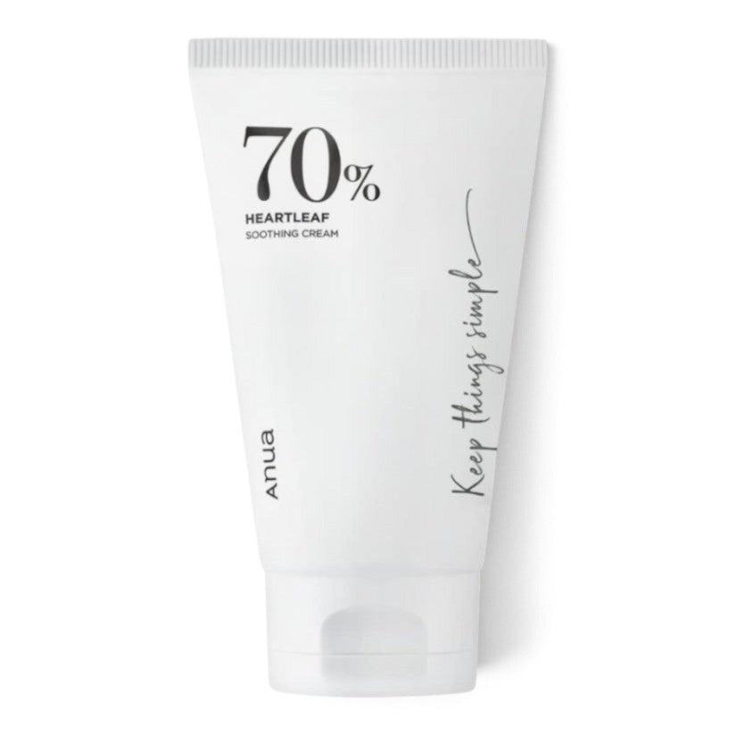 bareskin.lt ANUA Heartleaf 70% Soothing Cream in a white squeeze tube for sensitive skin