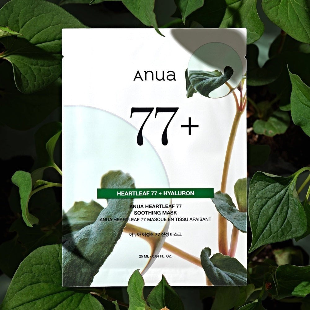 bareskin.lt Anua Heartleaf 77 Soothing Mask lakštinė kaukė su 77 % širdžialapės (Houttuynia Cordata) ekstraktu intensyviai drėkina ir ramina jautrią odą, padeda palaikyti apsauginį barjerą ir saugo nuo išorinių dirgiklių poveikio