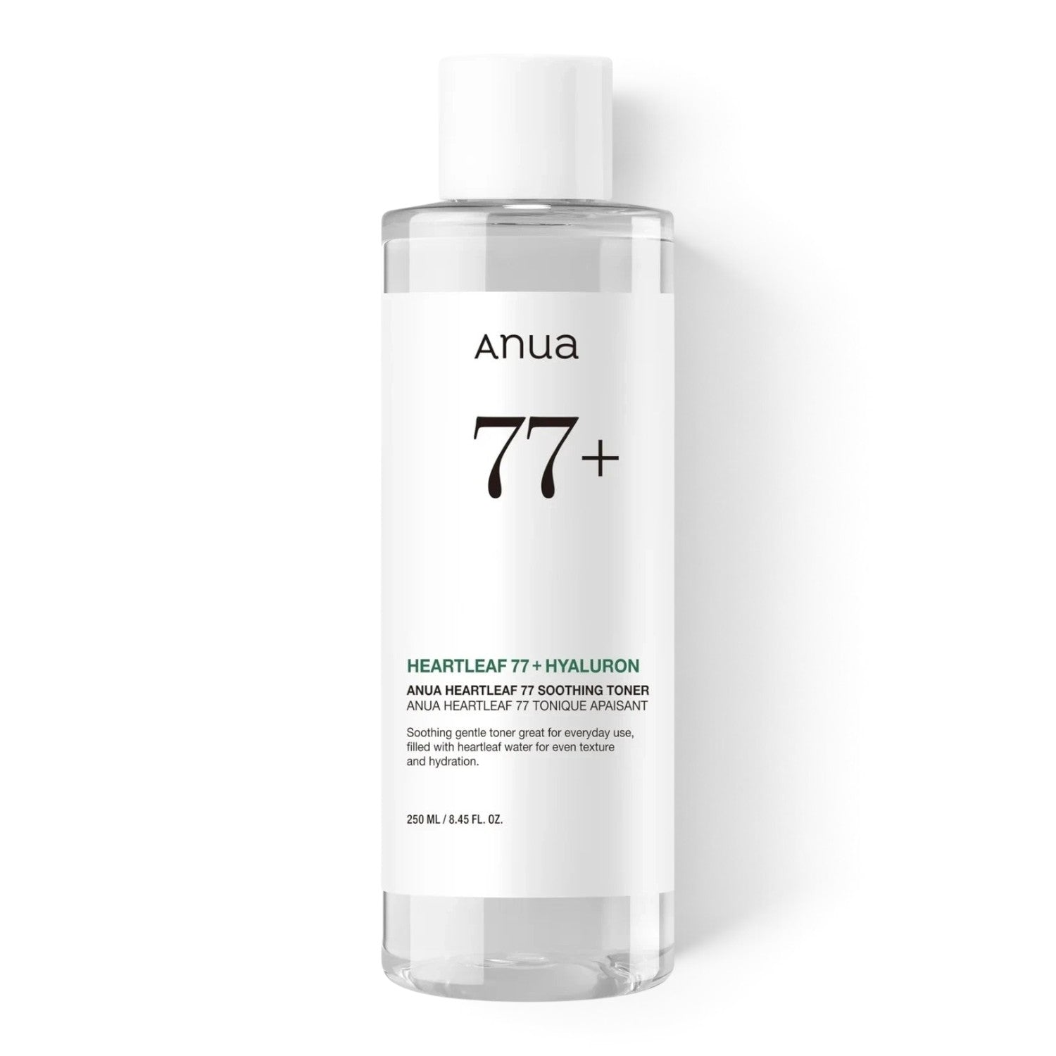 bareskin.lt Anua Heartleaf 77% soothing toner in a clear 250ml bottle for hydrating and calming sensitive skin