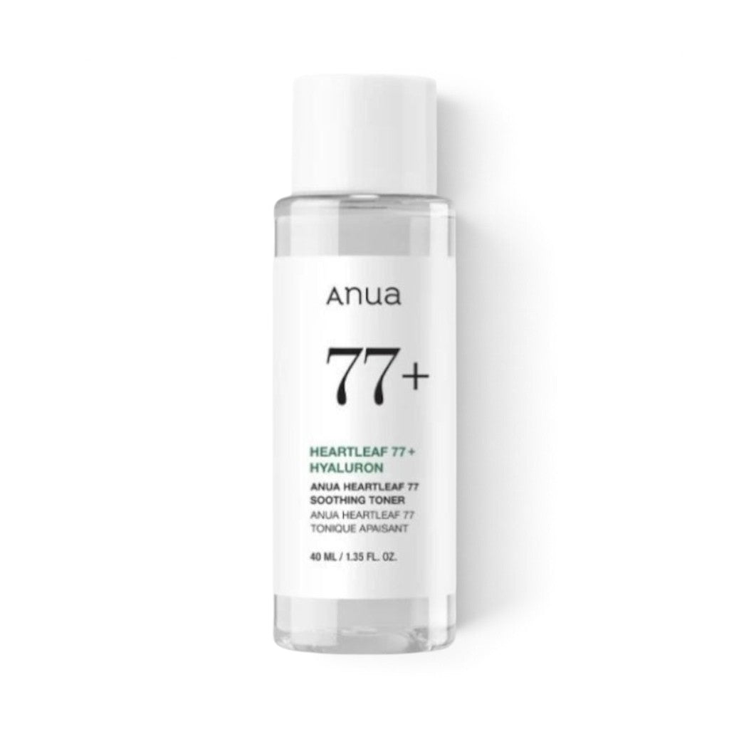 bareskin.lt Anua Heartleaf 77% soothing toner in a clear 40ml bottle for calming and hydrating facial skin care.