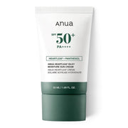 Anua Heartleaf Silky Moisture Sun cream SPF 50+ from bareskin.lt in a white and green 50ml tube for sensitive skin.