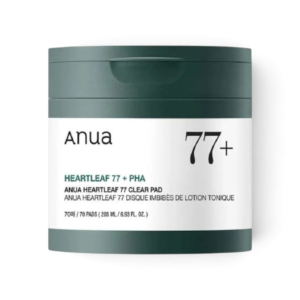 bareskin.lt Anua Heartleaf 77 Clear Pad toner pads in a dark green jar for soothing and exfoliating problematic skin
