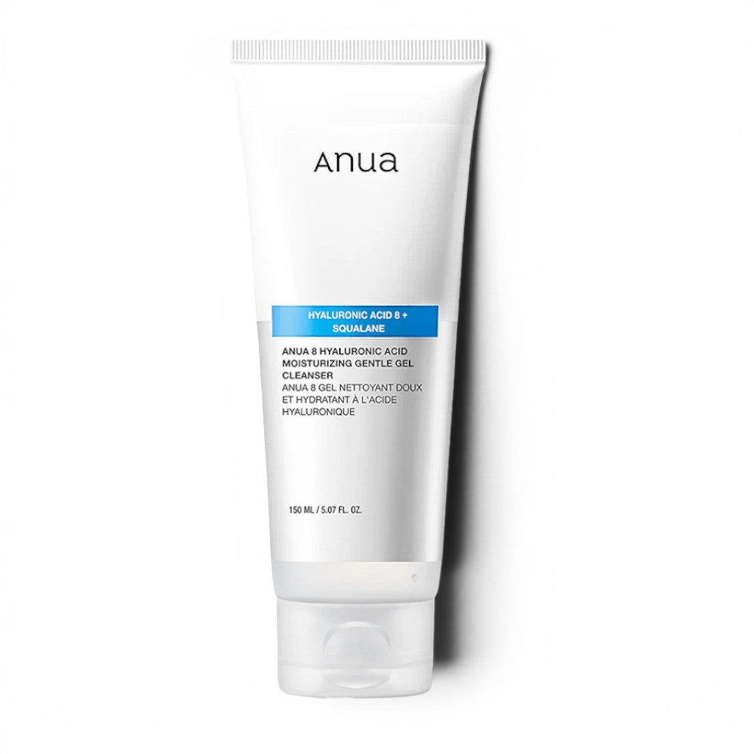 Anua 8 Hyaluronic Acid Hydrating Gentle Foaming Cleanser in a white tube, available at bareskin.lt
