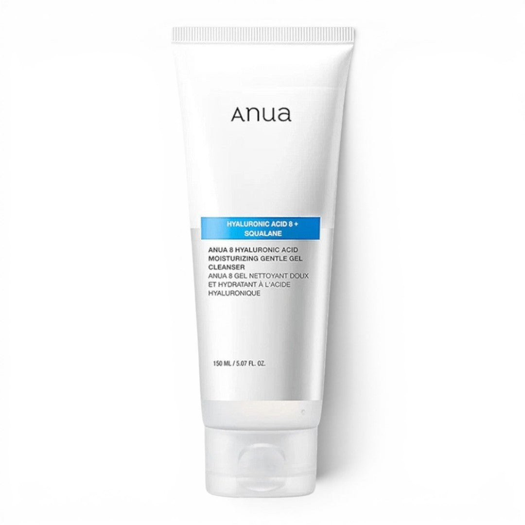 Anua 8 Hyaluronic Acid Hydrating Gentle Foaming Cleanser in a white tube, available at bareskin.lt