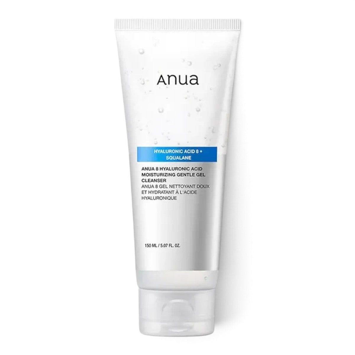 bareskin.lt Anua 8 Hyaluronic Acid Moisturizing Gentle Gel Cleanser gelinis veido prausiklis efektyviai pašalina nešvarumus, riebalų perteklių ir kasdien ant odos susikaupusius nešvarumus