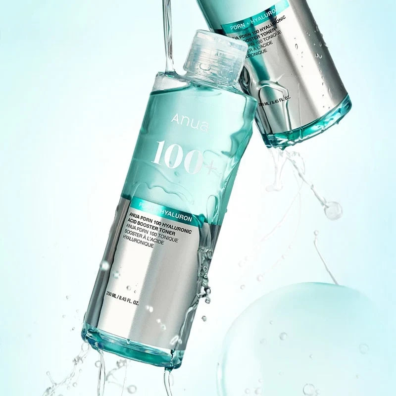 bareskin.lt Anua PDRN 100 Hyaluronic Acid Booster Toner drėkinamasis tonikas su PDRN ir įvairių formų hialurono rūgštimi, sukurtas palaikyti odos drėgmės balansą, elastingumą ir komfortą
