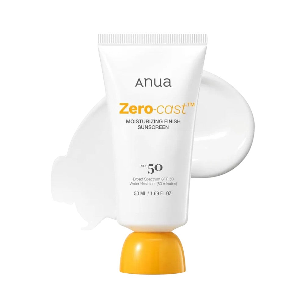 bareskin.lt Anua Zero-Cast Moisturizing Finish Sunscreen SPF50 apsauginis kremas nuo saulės su SPF50 padeda apsaugoti odą nuo UVA ir UVB spindulių bei kartu suteikia intensyvų drėkinimą. Formulė su hialurono rūgštimi, glicerinu, niacinamidu ir pantenoliu padeda palaikyti