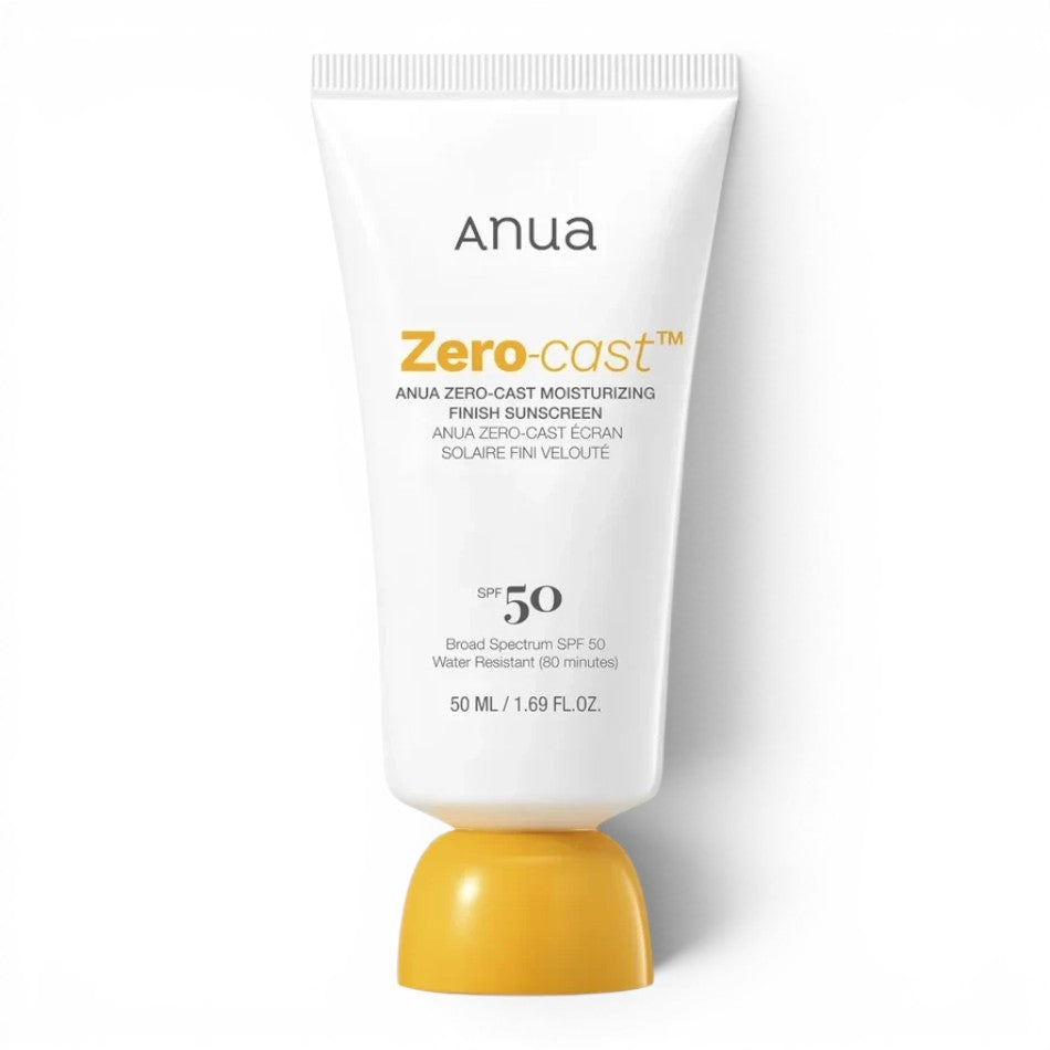 bareskin.lt Anua Zero-Cast Moisturizing Finish Sunscreen SPF50 apsauginis kremas nuo saulės su SPF50 padeda apsaugoti odą nuo UVA ir UVB spindulių bei kartu suteikia intensyvų drėkinimą. Formulė su hialurono rūgštimi, glicerinu, niacinamidu ir pantenoliu padeda palaikyti