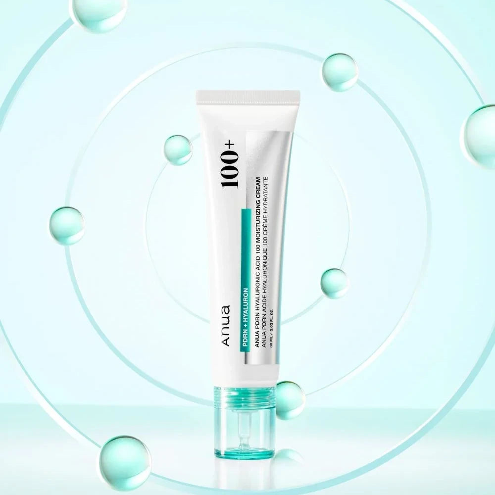 bareskin.lt Anua PDRN Hyaluronic Acid 100 Moisture Cream drėkinamasis kremas su PDRN ir hialurono rūgščių kompleksu, sukurtas išsausėjusiai, jautriai ar nusilpusiai odai