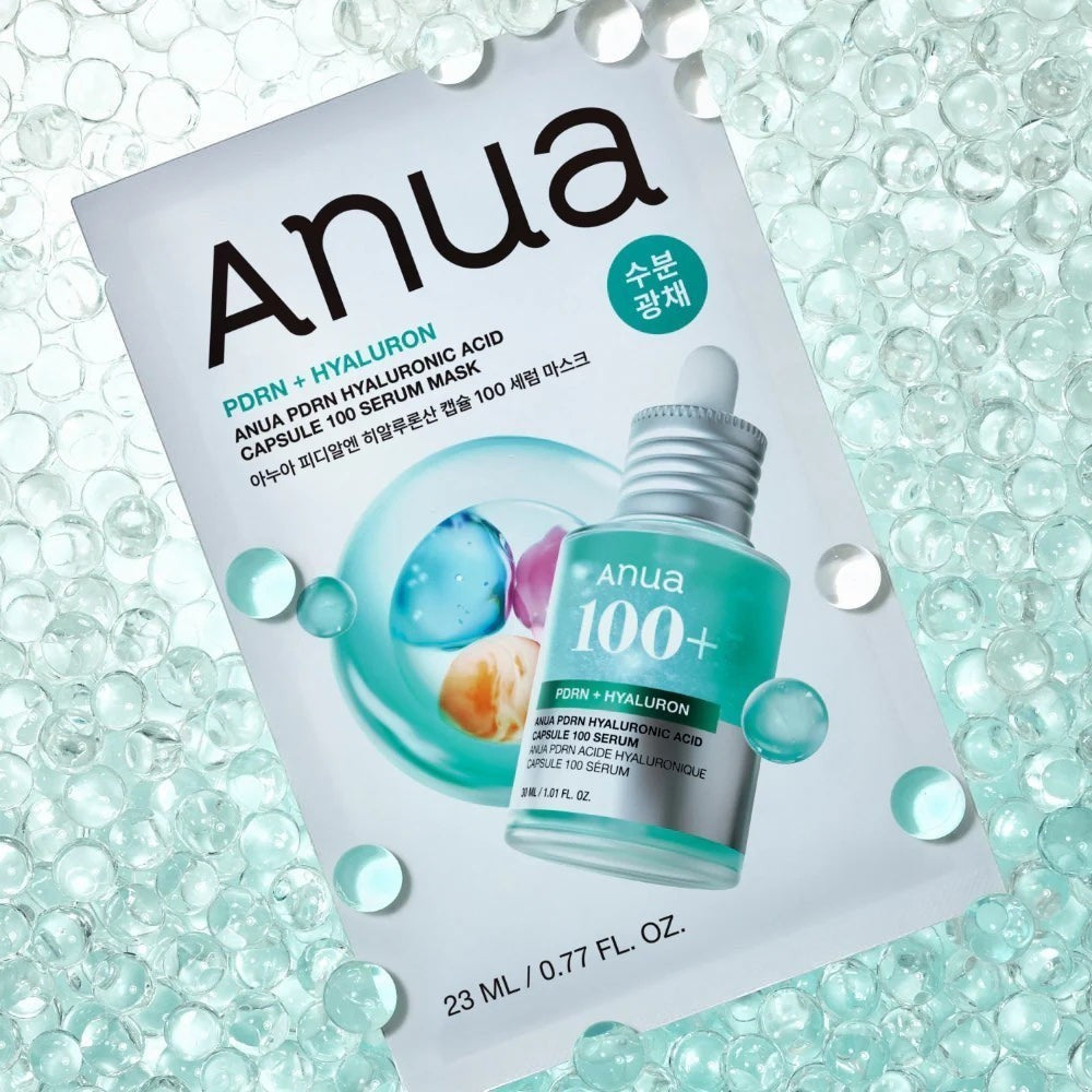 bareskin. lt Anua PDRN Hyaluronic Acid Capsule 100 Serum Mask intensyviai drėkinanti lakštinė kaukė, praturtinta PDRN, hidrolizuotu kolagenu ir 11 formų hialurono rūgštimi