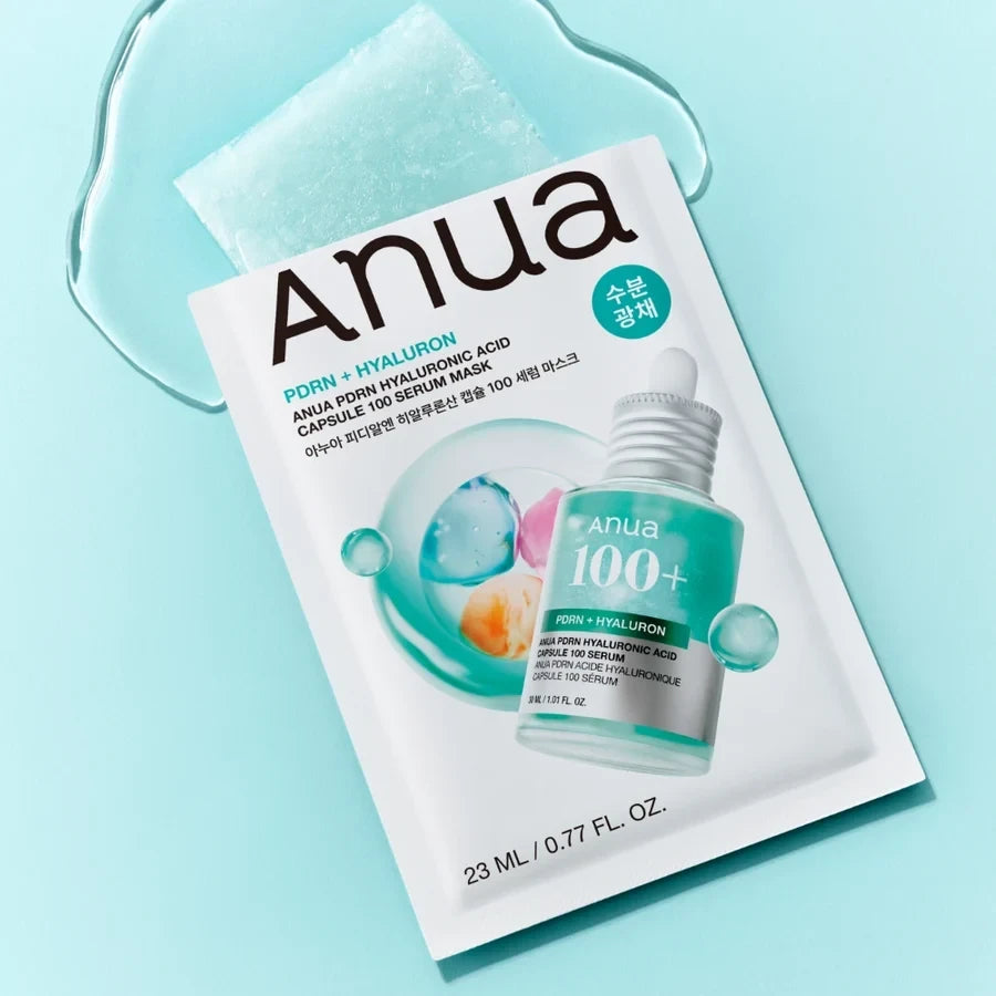 bareskin. lt Anua PDRN Hyaluronic Acid Capsule 100 Serum Mask intensyviai drėkinanti lakštinė kaukė, praturtinta PDRN, hidrolizuotu kolagenu ir 11 formų hialurono rūgštimi